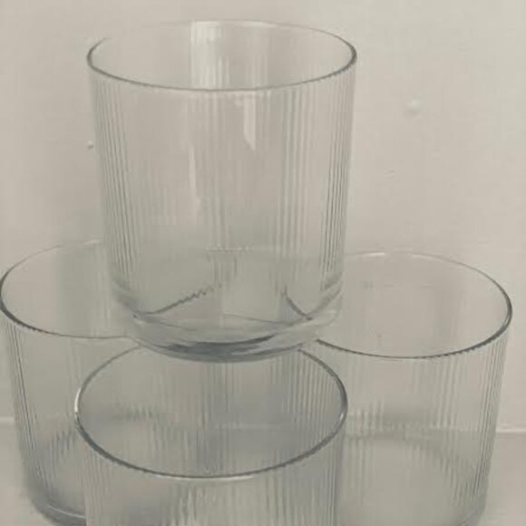 A Classic Vintage Bormioli Set Of 4 Optique Old Fashion 14oz Drinking Glasses Ma - Picture 4 of 12